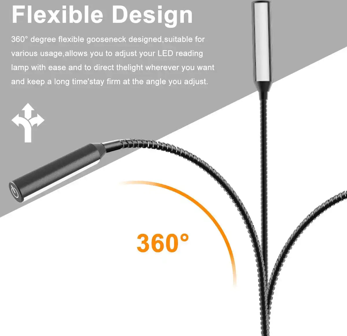 Flexibele gooseneck LED leeslamp.